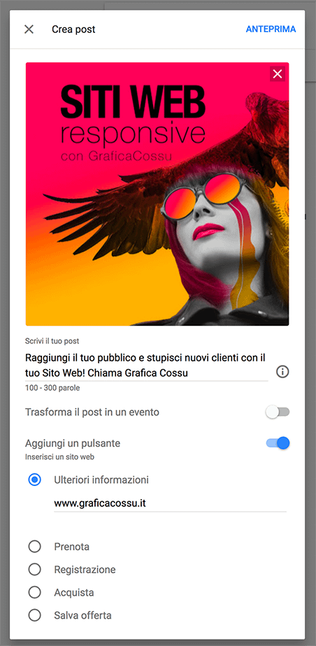 Pubblicare un post su google MyBusiness